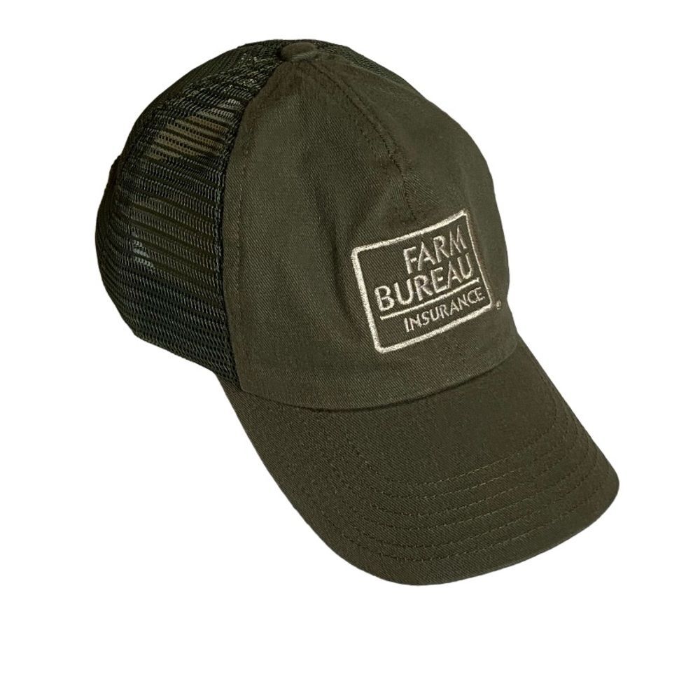 Farm Bureau Insurance Vintage Baseball Cap Hat Green Adjustable Mesh Back